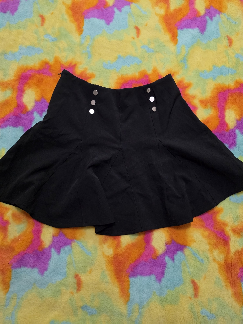 SHEIN Black Circle Skirt with Decorative Buttons